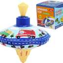 Retro Spinning Top Tin Toy for Kids  Fun Vehicle Classic Toys - Toddler Traditional Spin Tops - Metal Fidget Spinner for Kindergarten  Sensory Gyroscope - Novelty Gifts Party Favors