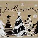 Tailus Green Christmas Decorative Front Door Mat, Xmas Max Dog Hohoho Doormat Indoor Outdoor Non-Slip Floor Entryway Rug, Funny Holiday Home Kitchen Decoration 17x29 Inch 