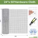 Tongmo 24" x 50' Hardware Cloth, 1inch Mesh Galvanized Chicken Wire Fence, 19 Gauge Welded Wire Roll,Garden Fence, Poultry Netting for Rabbit/Duck/Chicken Coop