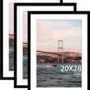 YESKAY 20x28 Picture Frame Black Set of 3, Display Pictures 16x24 with Mat or 20 x 28 Without Mat, Poster Frames 20x28 for Wall Hanging Horizontal and Vertical