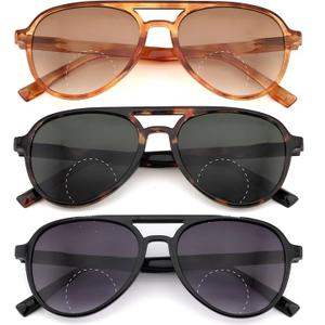 3 Pack Aviator Bifocal Reading Sunglasses for Women Men Retro Oversized Pilot Sun Readers Glasses Lens Shades UV400