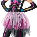 Seasons Colorful Ghostly Skeleton Costume Bones Halloween Costume for Girls (S(4-6))