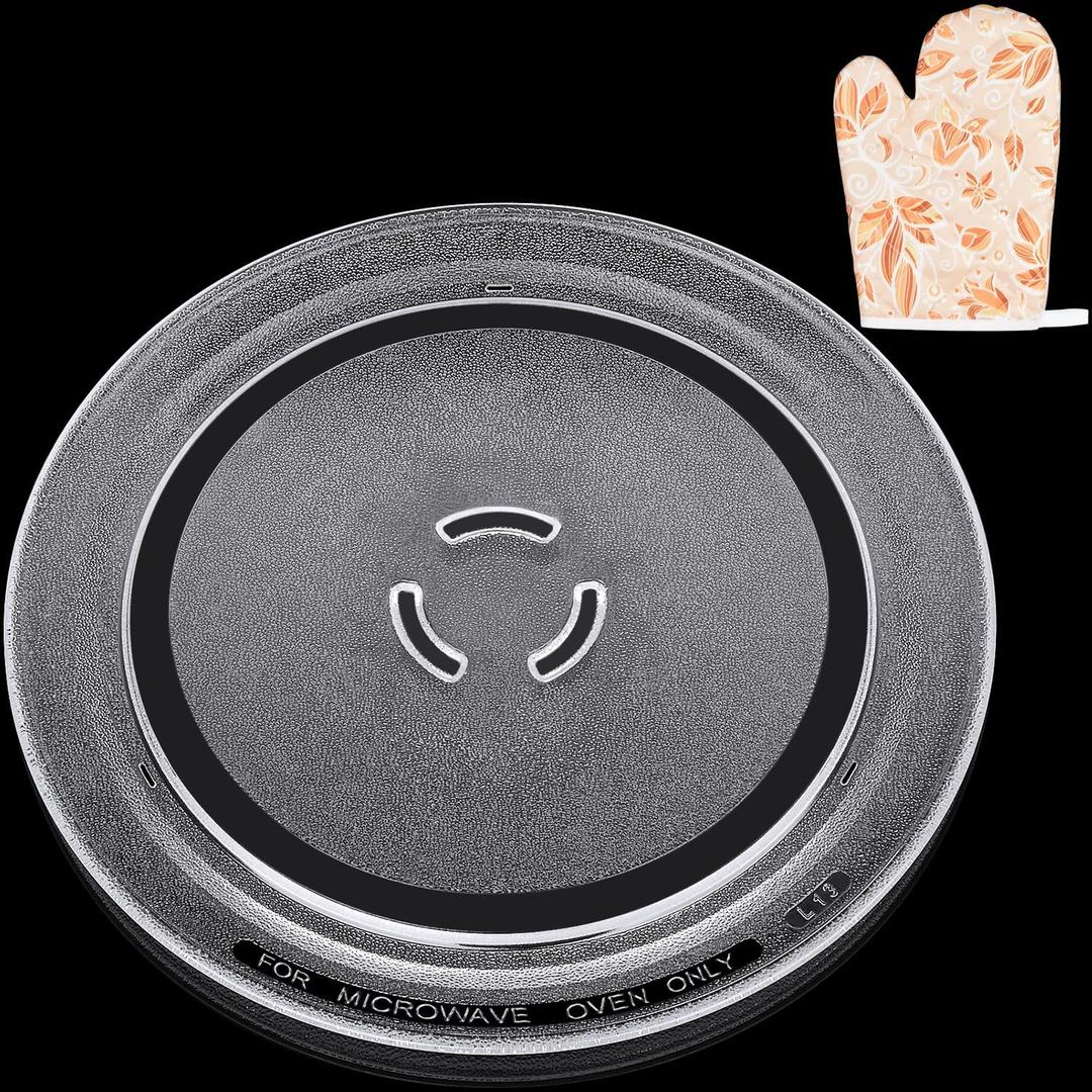 12" Turntable Plate Replacement for Whirlpool Kenmore Maytag Amana Estate Microwaves, 4393799 Glass Cooking Tray with Three Partial Circles Center