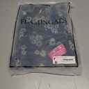 Flamingals Mid-Rise Vintage Floral Straight Leg Pants for Women Summer Casual Denim Pants Deep Blue L