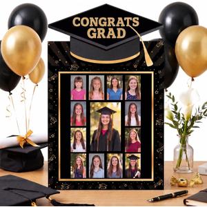23"x12" School Years Picture Frame K-12 with Balloons, Graduation Photo Collage Frame Black, Class of 2026 Picture Display Board for Kindergarten to 12th Grade Parties Decor Graduation Gift