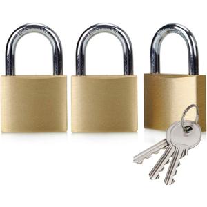 ABRAFOX Solid Brass Keyed Padlock, 3 Pack
