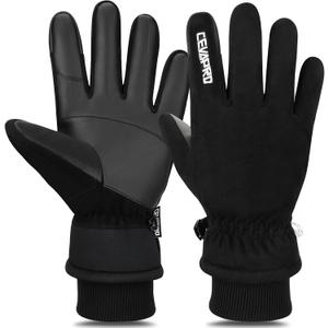 Cevapro Winter Thermal Gloves for Men Women, -20 Anti-Slip Waterproof Deerskin Suede Insulated Touchscreen Gloves., Small