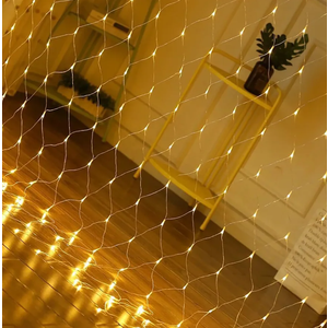 198 LED Warm White Net Lights Outdoor Mesh Lights 9.8ft x 6.6ft for Garden, Lawn, Shrubs, Party, Wedding, Christmas Decorations, 8 Modes & Memory Function, Connectable, Clear Wire-Warm White