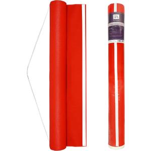 Red Aisle Runner - Professional-Grade Nylon, Includes Tape Double-Sided Adhesive - Disposable Scroll Pattern Runner Great for Indoor Events or Weddings, Prom, Hollywood Parties