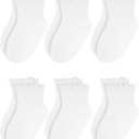 Baby Ruffle Socks - Toddler Girls Non-Slip Socks with Grips - Indoor Soft Cotton Frilly Ankle Sock (White)