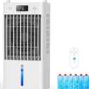 Windowless Portable Air Conditioners with 6Speeds, 12H Timer for Smart Auto-off, 3Gal Tank for 20H Cooling, Evaporative Air Cooler 16 FT Remote, 120° Swing Swamp Cooler No Hose Needed