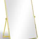 Vanity Desk Table Mirror, Adjustable Rectangular Tabletop Standing Makeup Mirror with Metal Framed for Living Room, Bedroom, Bathroom, Gold