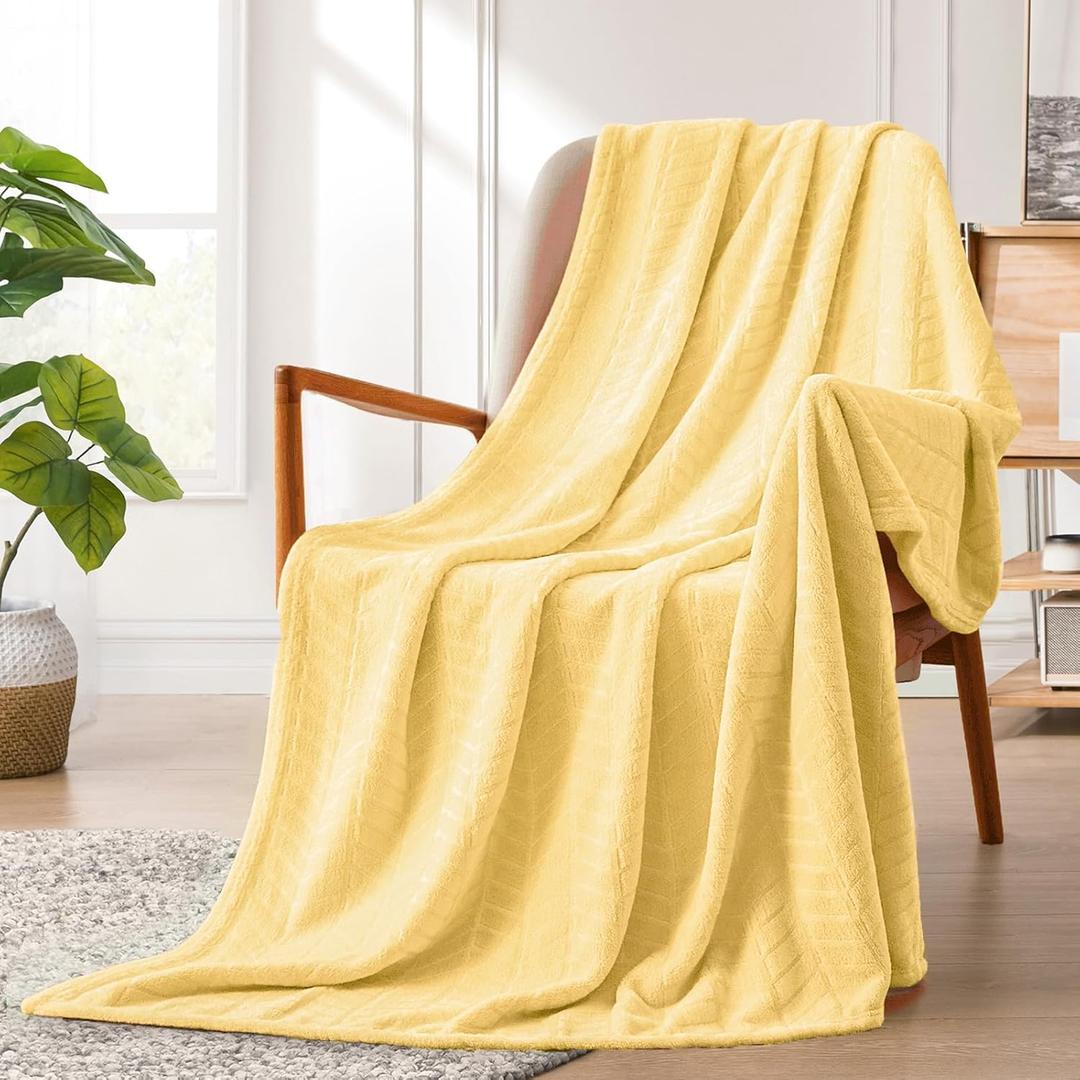 Excervent Soft Flannel Fleece Throw Blanket (Light Yellow, 50x70 inches) Lightweight Microfiber Chevron Pattern Blankets for Sofa, Couch, Bed - Fluffy Warm Cozy Decorative Excervent Soft Flannel Fleece Throw Blanket (Light Yellow, 50x70 inches) Lightweight Microfiber Chevron Pattern Blankets for Sofa, Couch, Bed - Fluffy Warm Cozy Decorative