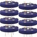 8 Pack Navy Blue Spandex Round Tablecloths for 60 inch Table, Stretchy Fitted 5FT Round Table Cloths Wrinkle Free Round Table Covers with Skirt for Wedding Banquet Birthday Party Buffet Restaurant (Navy Blue)