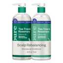 Renpure Tea Tree & Rosemary Shampoo and Conditioner Set, Plant Based - Refreshes & Rebalances Hair and Scalp - For Oily/Normal Hair - Tea Tree Leaf Oil, Rosemary Leaf Extract - 24 Fl Oz each, 2 Pack (Green)