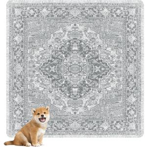 nunubaby Washable Pee Pads for Dogs, Stylish, Non-Slip and Leak-Proof Pee Pads. Reusable Potty Pads for Dogs for Crates and Floors.(Gray/Geo, 54" x54" ) (54x54 Inch (Pack of 2))