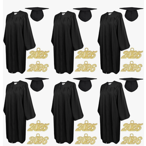 Pcs Graduation Cap and Gown with Matching Tassels 2026 2025 Year Charm for High School University