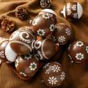 12 Pcs Mexican Talavera Christmas Ornaments Barro Neutral Christmas Tree Ornaments Brown Plastic Hand Painted Balls Cielito Lindo Farmhouse Modern Decor for Home Hispanic Party (3.15'')