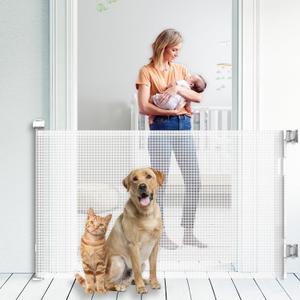 Upgraded Retractable Baby Gate for Stairs, 33"Tall Expands 71"Wide Ideal Safety Solution Dog Gate for Stairs Doorways Hallways Indoor Outdoor Mesh Baby Gate Retractable Screen Door(White,86CMx180CM)