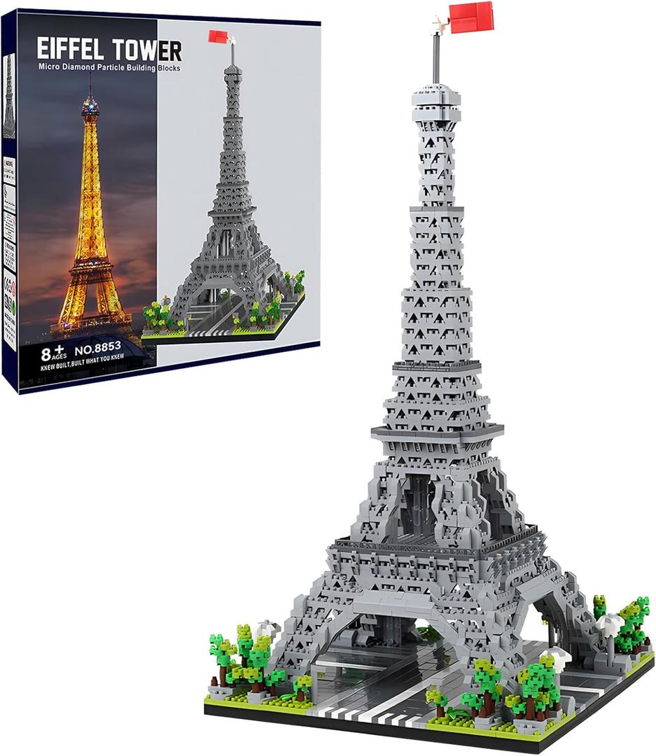 CSNRHG Paris Eiffel Tower World Famous Architectural Model Micro Building Blocks Set 3350 Pieces 3D Puzzle Toys Gifts for Kid and Adult