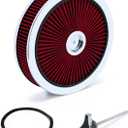 High Flow Replacement 43661 Air Cleaner filter Compatible with Chevrolet GMC Ford 14"x3" - Flow-Thru Lid Washable and Reusable Round Air Filter Element Kit - With Star Wing Nut (Red)