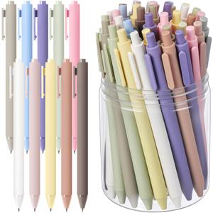 Crtiin 100 Pcs Gel Ink Pens Bulk, Black Ink 0.5mm Fine Point Retractable Pen Smooth Writing Office Supplies for Teacher Server Nurse Valentine Galentine Gift (Pastel Colors)