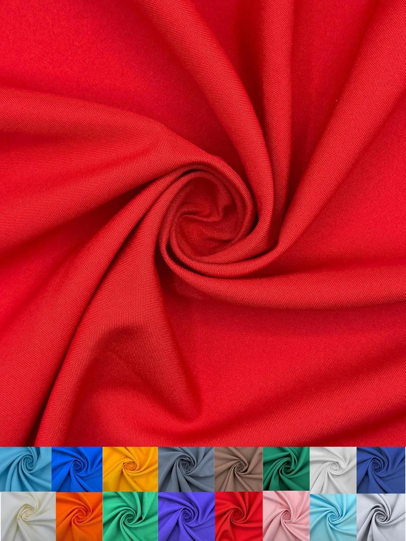 Eovea | Poplin Fabric by The Yard | 100% Polyester | Poly Poplin | 60" Wide | Apparel, Uniforms, Tablecloths, Home Dcor, Sewing, DIY Crafts(Red,1 Yard)
