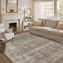 8x10 Washable Area Rug Grey Brown Vintage Rug for Living Room Bedroom Low Pile Soft Non-Slip Boho Rug for Under Table Boho Distressed Retro Carpet for Bedroom Kitchen Office Dining