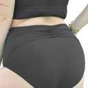 3 x Women Plus Size High Waisted Bikini Bottoms Ruched Swimsuit Bottom Tummy Control Full Coverage Swim Shorts 2025 (Black, XXL)