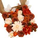 Artificial Flower Box Set Silk Flowers Rose Faux Flowers with Stems for DIY Bridal Wedding Bouquets Centerpieces Arrangements Table Decor Baby Shower Party Home Decor (Chic Terracotta Rust)
