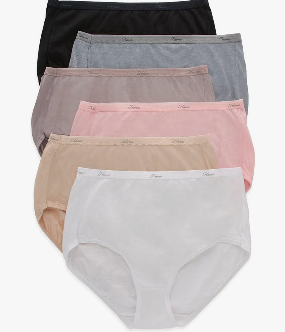 Hanes Women's High-Waisted Brief Panties, 6-Pack, Moisture-Wicking Cotton Brief Underwear. size7
