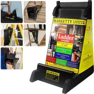 Ladder Leveler, Pitch Hopper, Ladder Stabilizer with Storage, Ladder Levelers for Stairs and Extension Ladders, Easy to Use, Conquer Uneven Ground (Regular Black)