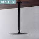 BESTILL 16 Inch Matte Black Ceiling Mount Shower Arm and Flange, Square Rain Shower Head Arm