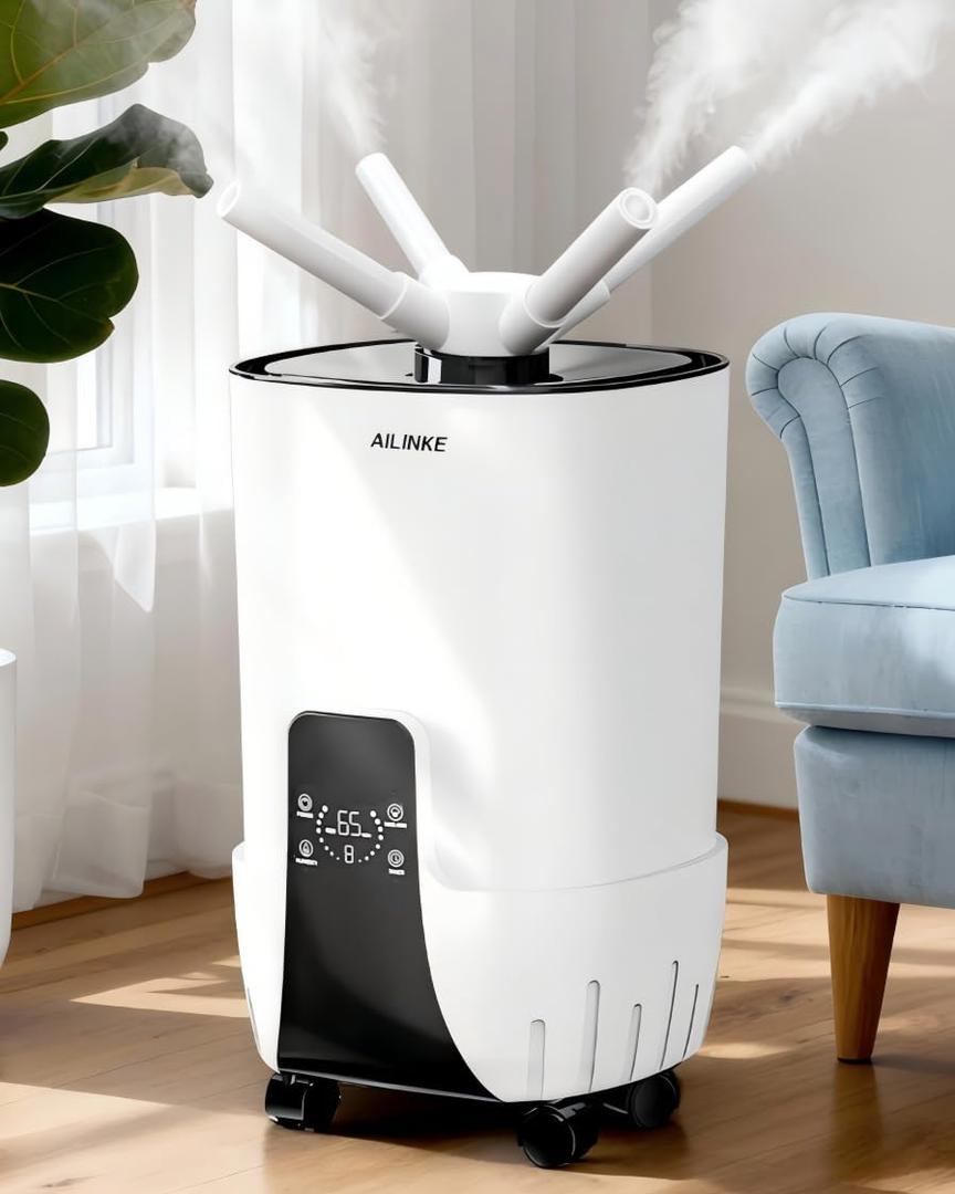 Humidifier large room 16L Whole house Humidifier 2000 sq.ft | 3 Atomizers, Humidity Control, 50 Hours, Ultrasonic Cool Mist Humidifiers for Bedroom Plants with Extension Tube, White