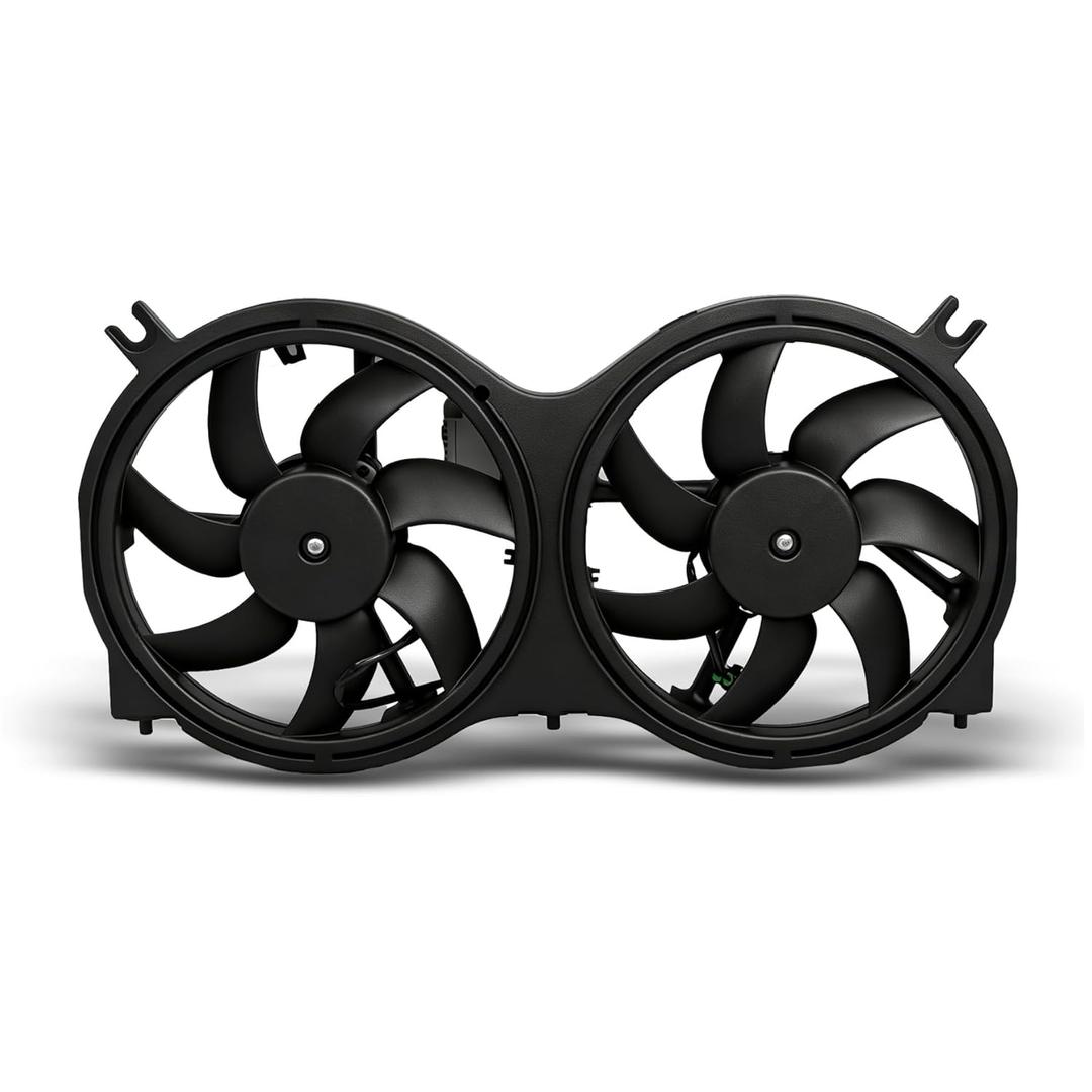 Dual Radiator Fan with Control Module Replacement for Pathfinder 2013-2017 Replacement for QX60 2014-2019 Replacement for JX35 2013 Replacement for 621-586 621586 214813JA2E NI3115149