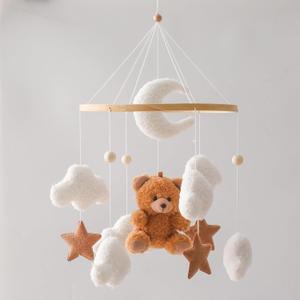 EERKEOD Baby Crib Mobile Bear Nursery Mobile for Boys Girls Teddy Velvet Mobile Nursery Decor for Infant Bedroom Hanging Baby Mobile for Bassinet Newborn Baby GiftBrown Bear