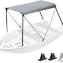 Bimini Top for Jon/Aluminum Boat (Width 3.3-4.6 ft) with Mounting Hardware,2 Bow Sun Shade Canopy Accessories with Storage Boots 63" L x 39"- 55" W x 43.3H (Hard Boat Bimini top Set)