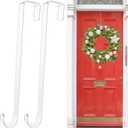 Wreath Hangers for Front Door,12" Clear Wreath Door Hanger,2 Pack Wreath Hanger Non Scratch Over The Door Hooks Easter Christmas Decorations Indoor Outdoor,Welcome Sign for Front Door Decor