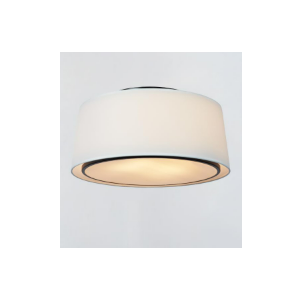 Ivory Linen Shade Semi Flush Mount with Black Frame, Natural Fabric Close to Ceiling Light, Midcentury Modern Indoor Drum Ceiling Light,18 Inch Round Lighting Fixture for Bedroom, Kitchen, Entryway