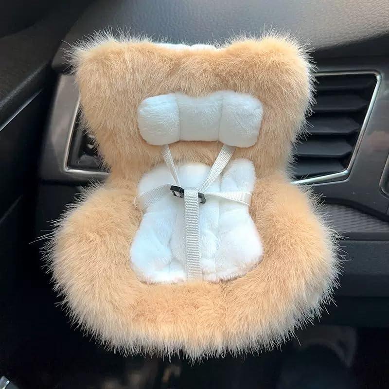 Doll Car Seat for 3–8 inch Figures, Compatible with Labubu and Other Plushes, Blind Box Dolls & Vinyl Collectibles, Includes Air Vent Clip & Desktop Stand, Cute Car Ornament for Collectors