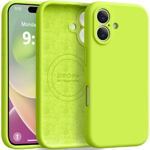 Ktele Magnetic for iPhone 16 Case [Compatible with Magsafe] [Premium Silicone Satin-Smooth Touch] Slim Shockproof Anti-Scratch Microfiber Lining Case, 6.1 inch, Fluorescent Green