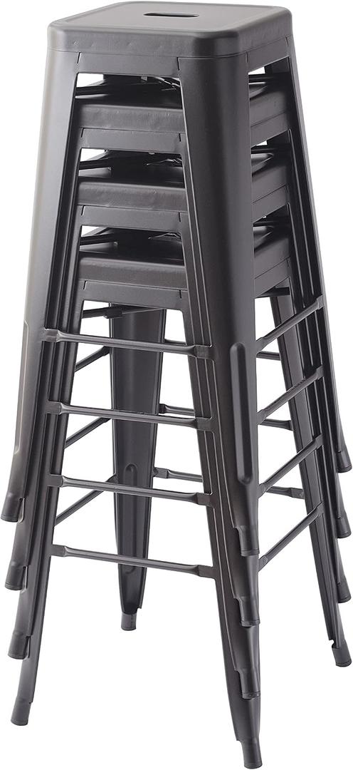 Amazon Basics Sturdy Metal Bar Stools, 30-Inch, Black, Set of 2