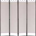 FDW 4 Panel Room Divider and Folding Portable Partition Screen, 6FT Wall Divider Screen for Dorm Bedroom Office, Sand