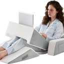 Yojoker 9PCS Orthopedic Bed Wedge Pillow Set for Sleeping, Back and Leg Pain Relief, Post Surgery Foam Pillow for Body, Triangle Adjustable Support Pillow - Acid Reflux Sleeping Pillows (White)