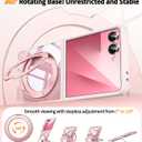 360° Magnetic Stand Case for Galaxy Z Flip 7 【Fit for MagSafe & Pixelsnap】 Cover with Ring Holder 【Shockproof Protective】 Cell Phone Samsung Galaxy Z Flip 7 Case - Pink