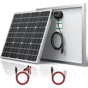 SUNER POWER 24V 50W Solar Battery Charger Maintainer, Built-in Ultra Smart MPPT Charge Controller, Waterproof 50 Watt Solar Panel Trickle Charging Kit for 24Volt AGM, Lead-Acid, Lifepo4 Battery