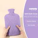 samply Hot Water Bottle with Cover, 2L Hot Water Bag for Hot and Cold Compress, Hand Feet Warmer, Neck and Shoulder Pain Relief, Light Purple
