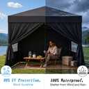 4PCS Canopy Sidewalls for 10x10 Pop Up Canopy with Church Windows, Waterproof & UPF50+ UV Protection, Windproof Fabric for Outdoor, Vendors, Camping, Party (Frame & Top NOT Included) (Black (4PCS))