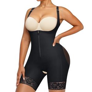 Nebility Fajas Colombianas Bodysuit Shapewear for Women Tummy Control Body Shaper Postpartum Butt Lifter with Zipper(Black, XX-Large)
