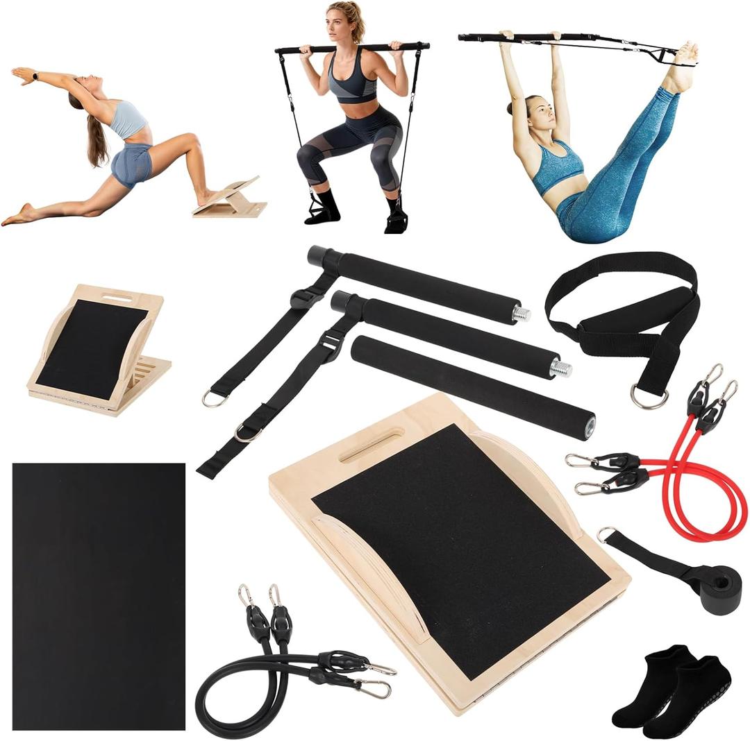 5-in-1 Pilates Board, Foldable Pilates Reformer Equipment  Multi-Purpose Portable Home Workout Kit for Full-Body Workout, Fitness, Exercise, Abs, Core Equipment